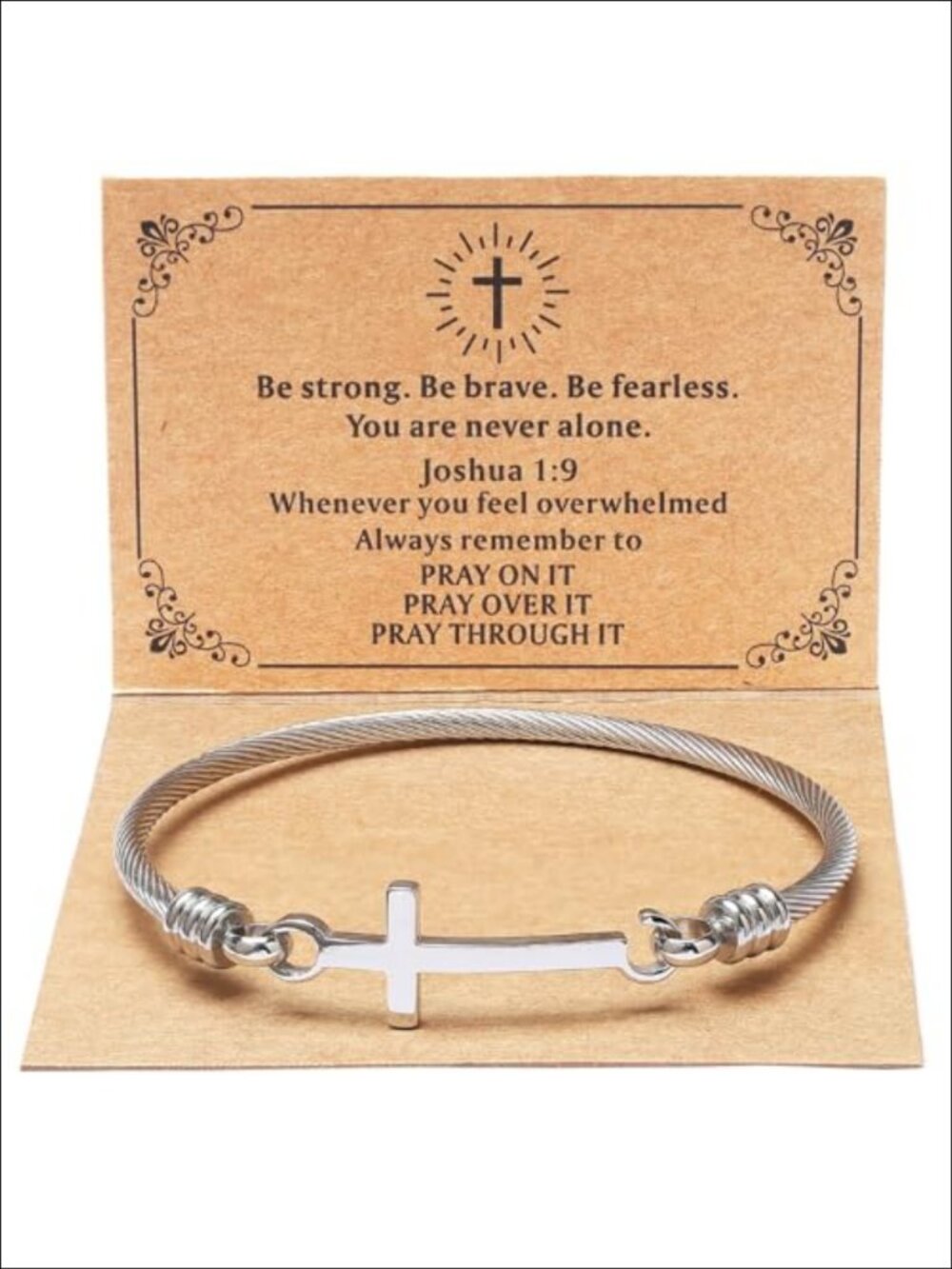 Stainless Steel Cross Charm Bracelet Faith Inspirational Religious Jewelry for